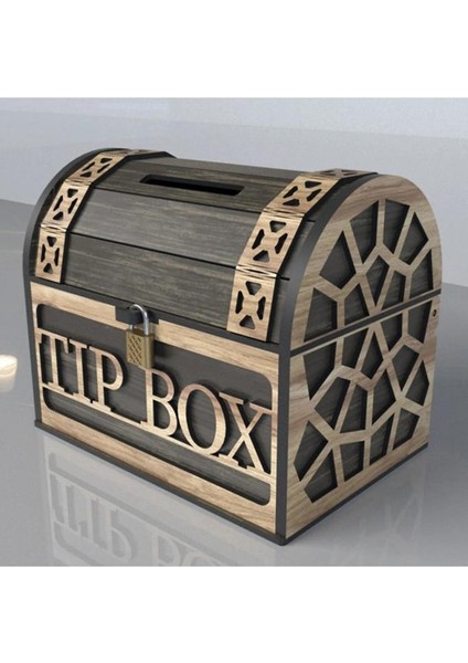 Klitli Tip Box Bahşiş Kutusu ve Kumbara Sandık Tipi Ahşap Tipbox