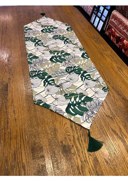 Tuğçe Demir Home Design Soft Yeşilyaprak Desen Runner Supla Set