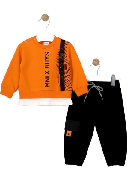 Miniloox Erkek Bebek Turuncu Çocuk Kışlık Eşofman Takımı