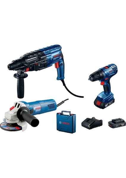 Gbh 240 + Gws 750 S + Gsr 180-LI Akülü Vidalama 2 x 18V 2 Ah