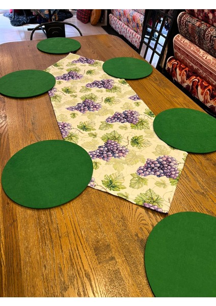 Tuğçe Demir Home Design Üzüm Desen Runner Supla Set