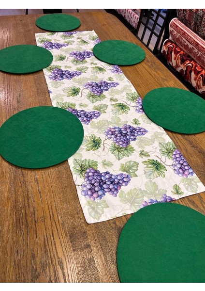 Tuğçe Demir Home Design Üzüm Desen Runner Supla Set