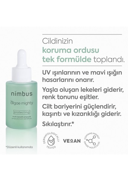 | the algae mighty | 4 yosunlu canlandırıcı ve koruyucu yüz serumu (Mavi + Yeşil + Şeffaf + Amber Alg)