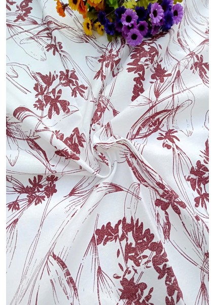 Bordo Çiçekli 160X220CM Pamuk Keten Masa Örtüsü fiyatları