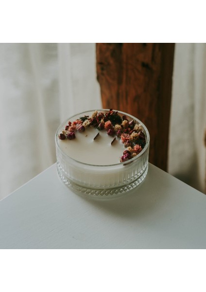 Flower Bomb Kokulu Doğal Soya Mumu Çiçek Süslemeli Aromatik fırsatları
