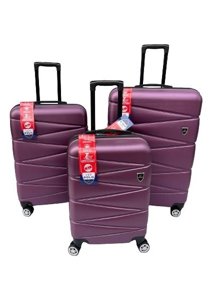 Unisex 4 Tekerlekli 3'lü Set Plastik Valiz Seti