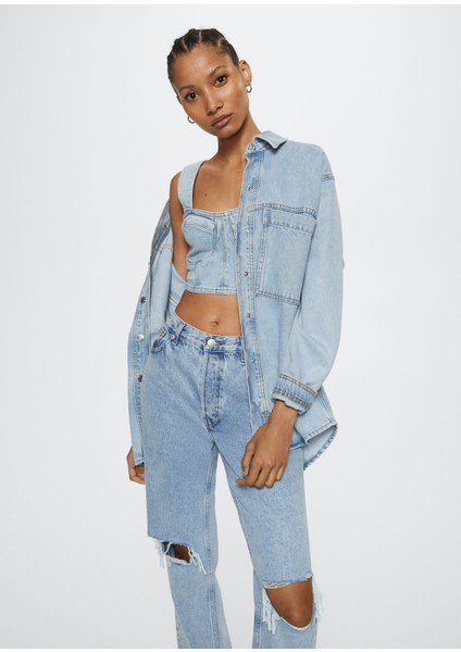 Denim kısa üst