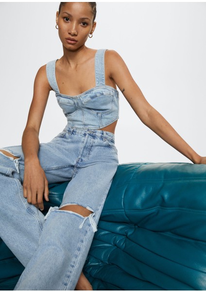 Denim kısa üst fırsatları