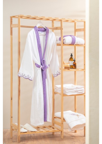 Lavendıer Lavender Extra Soft-Zarif ve Modern %100 Pamuk Bornoz/sabahlık