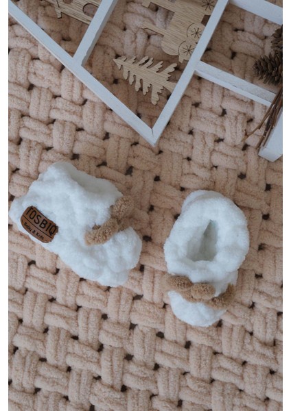 Bebekler için İlk Adım Ayakkabısı 0-3M Kahverengi Fiyonklu Beyaz Erkek Yenidoğan Patik OEKO TEX Sertifika