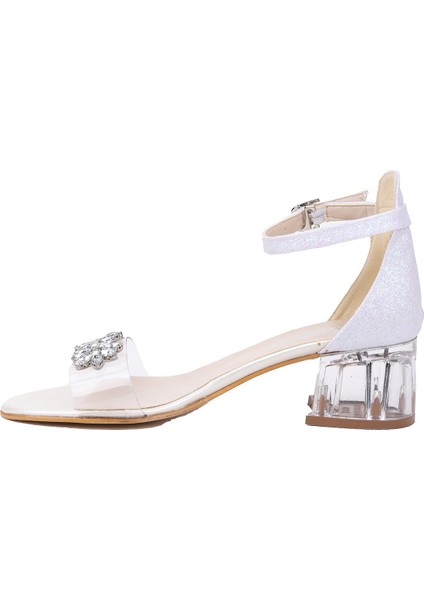 Yangu Kum Simli Taşlı Kız Çocuk 3 Cm Şeffaf Topuklu Sandalet Abiye Ayakkabı fiyatları