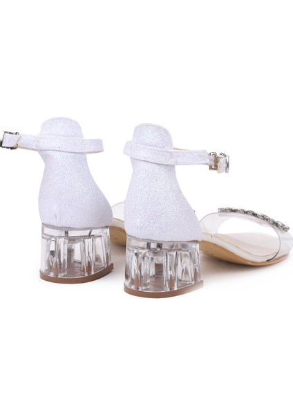 790 Kum Simli Taşlı Kız Çocuk 3 Cm Sandalet Sedef modelleri