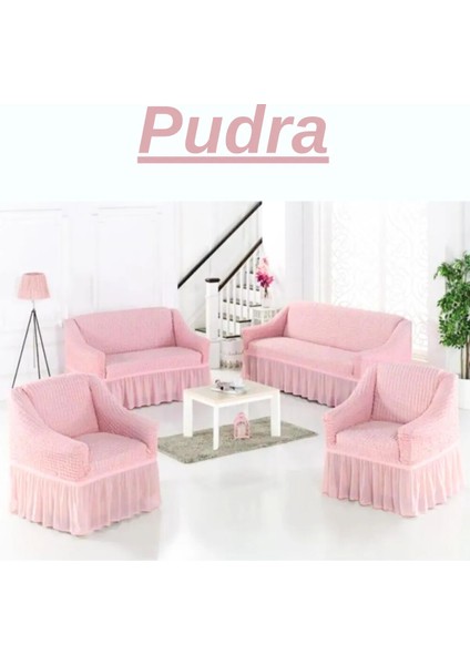 Bürümcük 3+2+1+1 Etekli Koltuk Takımı Örtüsü. Lastikli, Esnek, Yıkanabilir, Kanepe, Çekyat Kılıfı