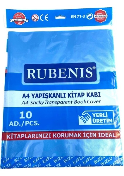 A4 Yapışkanlı Buzlu Şeffaf Kitap Kabı 10'lu Farklı Renk Seçenekleriyle