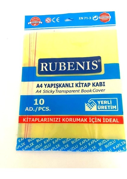 A4 Yapışkanlı Buzlu Şeffaf Kitap Kabı 10'lu Farklı Renk Seçenekleriyle