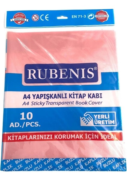 A4 Yapışkanlı Buzlu Şeffaf Kitap Kabı 10'lu Farklı Renk Seçenekleriyle