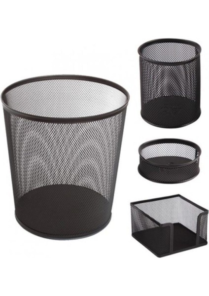 Metal Ofis Seti 4'lü Çöp Kutulu GLB001 Fx