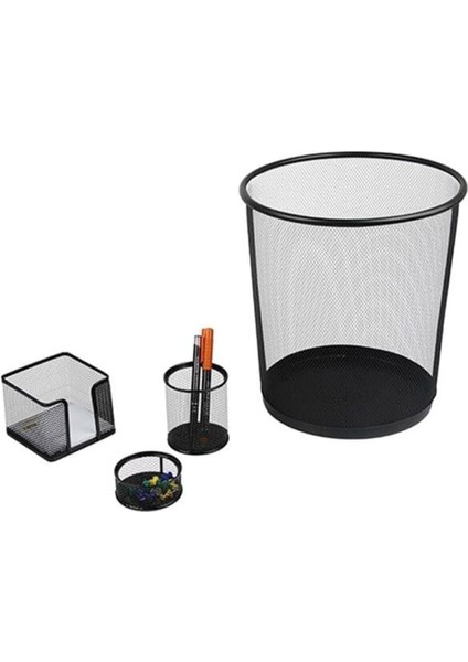 Metal Ofis Seti 4'lü Çöp Kutulu GLB001 Fx