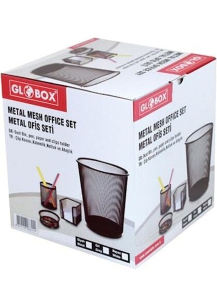 Metal Ofis Seti 4'lü Çöp Kutulu GLB001 Fx
