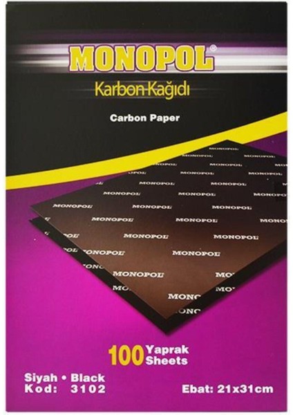 A4 Karbon Kağıdı Standart Siyah 100 Lü M3102 (1 Paket 100 Adet)