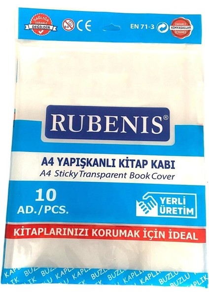 A4 Yapışkanlı Buzlu Şeffaf Kitap Kabı 10'lu Farklı Renk Seçenekleriyle