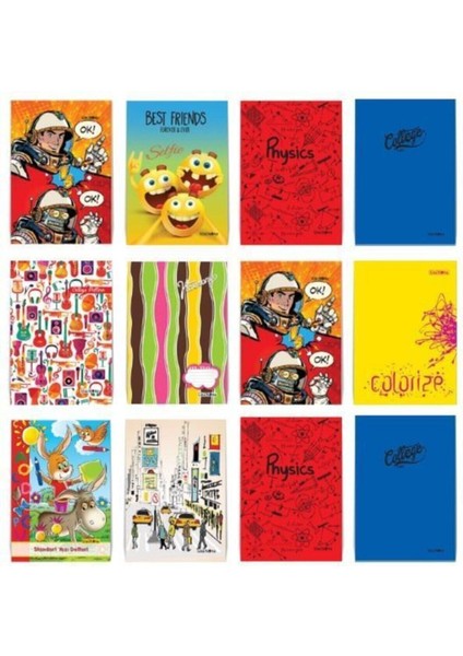 60 Yaprak A4 Büyük Boy Kareli Defter Karton Kapak 12 Adet T.d