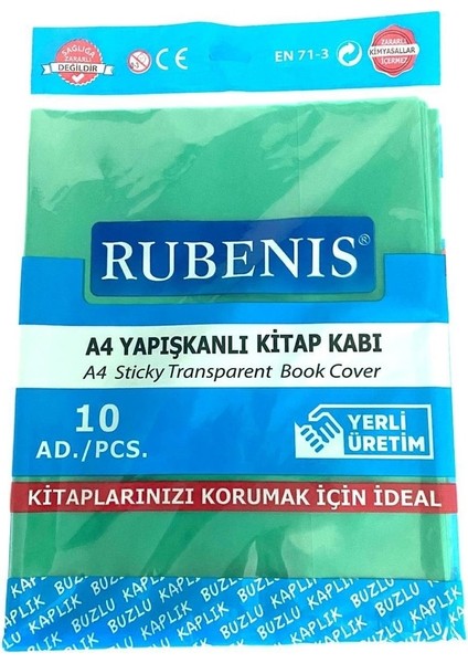 A4 Yapışkanlı Buzlu Şeffaf Kitap Kabı 10'lu Farklı Renk Seçenekleriyle