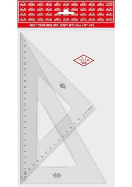 Teknik Okul Gönye Seti 26 cm 60' - 45' Derece