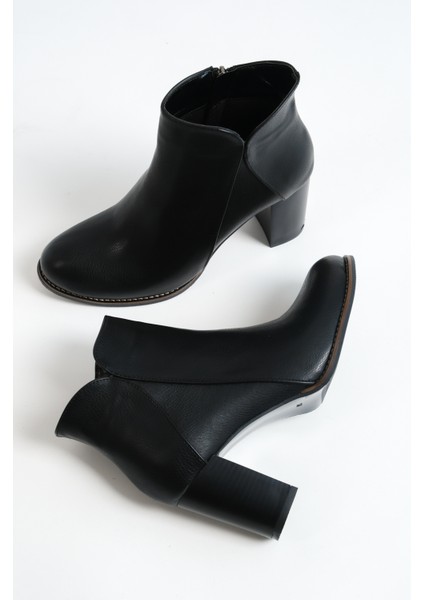 MBBRZ3333-S Kadın Siyah Kalın Topuklu Oval Burun Kısa Bot & Bootie fırsatları