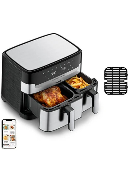 Airfryer Çift Hazneli Yüksek Kaliteli Easy Fry & Grill İki Sepetli Yağsız Fritöz + Luciole Lambader Hediye