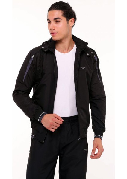 Siyah Erkek Yarım Balıkçı Yaka Tak Çıkar Kapüşonlu Micropoly Eşofman Takımı EDY2593S fiyatları