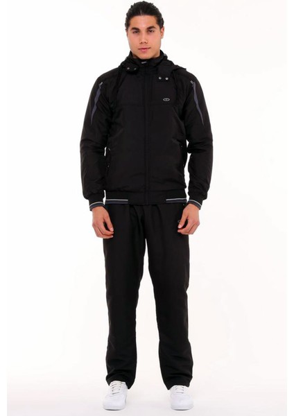 Siyah Erkek Yarım Balıkçı Yaka Tak Çıkar Kapüşonlu Micropoly Eşofman Takımı EDY2593S modelleri