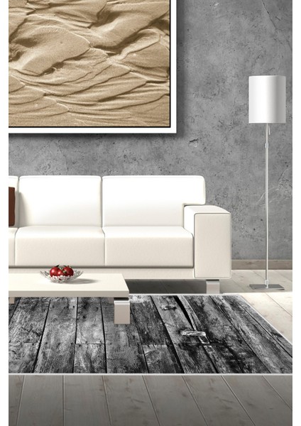 Dijital Salon Halısı Yıldız Deri Kaymaz Taban Modern Alannah Gri