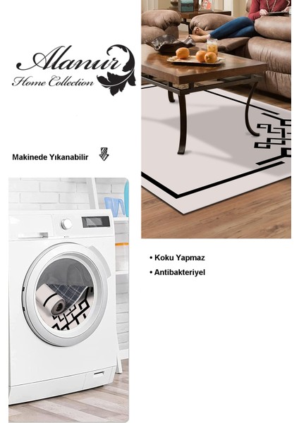 Dijital Salon Halısı Star Pamuk Kaymaz Taban Modern Agnese Krem