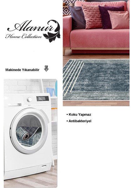 Dijital Salon Halısı Star Pamuk Kaymaz Taban Modern Shelbi Mavi modelleri