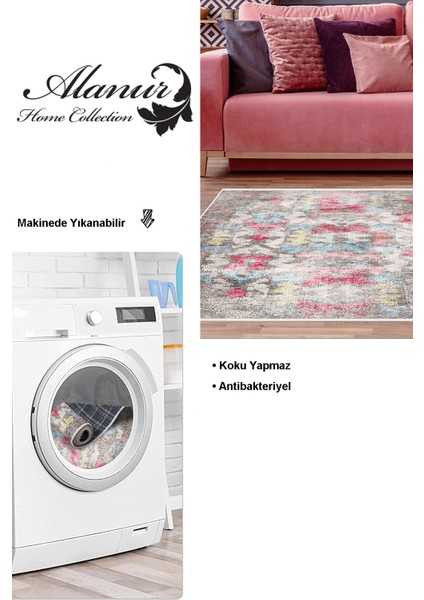 Dijital Salon Halısı Star Pamuk Kaymaz Taban Modern Gertie Renkli
