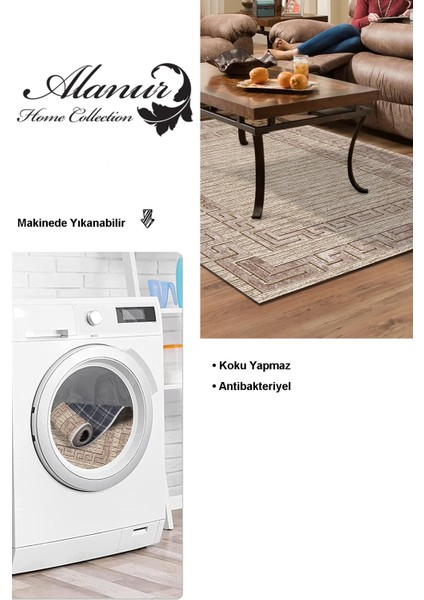 Dijital Salon Halısı Star Pamuk Kaymaz Taban Modern Dorothea Kahve modelleri