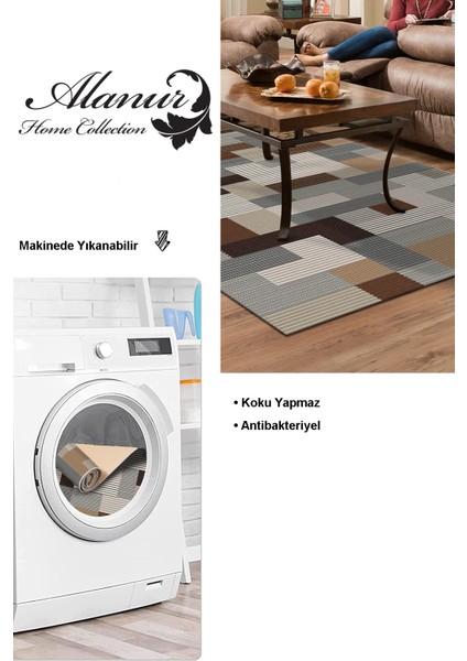 Dijital Salon Halısı Yıldız Deri Kaymaz Taban Modern Andrina Kahve modelleri