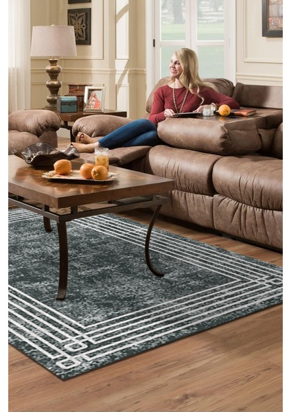 Dijital Salon Halısı Star Pamuk Kaymaz Taban Modern Shelbi Gri