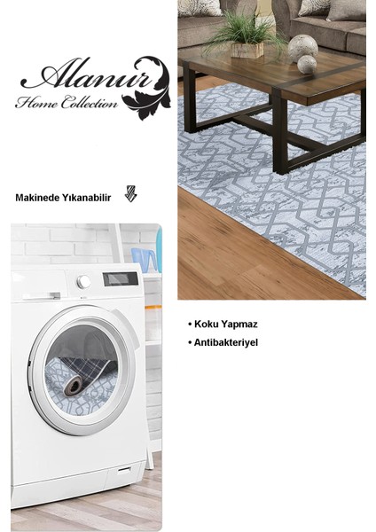 Dijital Salon Halısı Star Pamuk Kaymaz Taban Modern Eliana Mavi modelleri