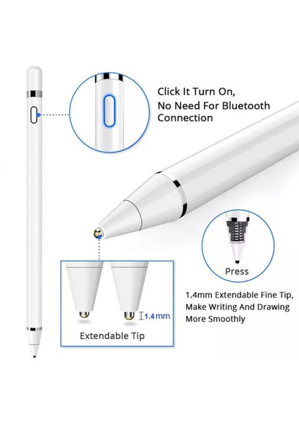 Cover Center  Ipad 1/2/3/4 Nesil ile Uyumlu Dokunmatik Tablet Kalemi Stylus Pencil Yazı Çizim