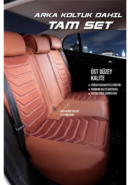 Jeep Cheroke Lüx Uyumlu Deri Oto Koltuk Kılıfı 5'li Set Tam Takım Lıne Tarçın