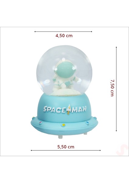 Uçuşan Yıldızlı,7,5cm x 4,5cm LED Işıklı Astronot Küre - Turkuaz modelleri