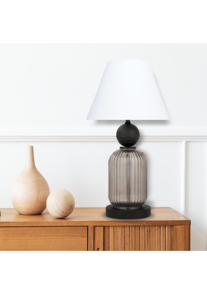 Lotus Opal Black Cam Koni Abajur