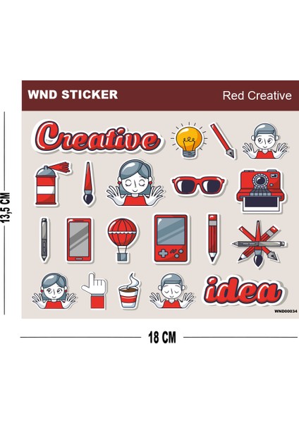 Red Creative Sticker Seti fiyatları