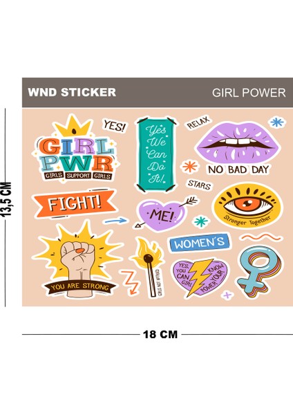 Girl Power Güçlü Kızlar Sticker Seti