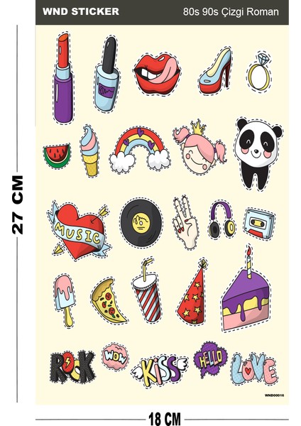 80S 90S Çizgi Romanlar Sticker Seti