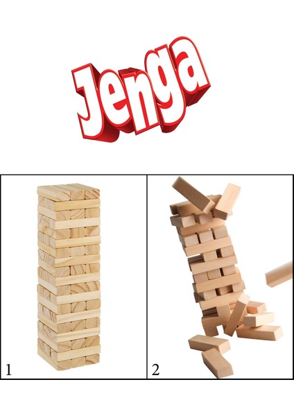 54 Parça Denge Oyunu Jenga Ahşap Büyük Boy