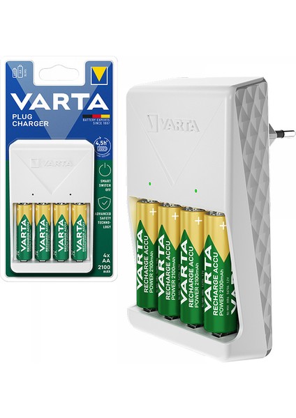 Varta 4xaa 2100 Mah Pilli Beyaz Plug Pil Şarj Cihazı (81)