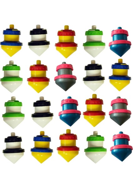 Topaç Plastik Basmalı 6 adet Kendinden Dönen Topaç Rengarenk Topaç Nostalji Topaç
